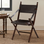 Black Leather and Teak Wood Folding Chair | Inca