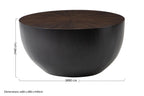 Natural Starburst Patterned Wood Top Round Ebony Small Console Table with Grey Bamboo Base | Gabo