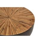 Natural Starburst Patterned Wood Top Round Ebony Small Console Table with Grey Bamboo Base | Gabo