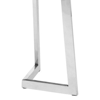 Natural Textured Bamboo Top Console Table with Silver Stainless Steel Frame, Gabar