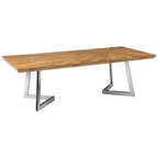 Natural Textured Bamboo Top Coffee Table with Silver Stainless Steel Frame | Gabar