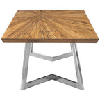 Natural Textured Bamboo Top Coffee Table with Silver Stainless Steel Frame | Gabar