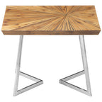 Natural Textured Bamboo Top Side Table with Silver Stainless Steel Frame | Gabar