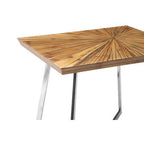 Natural Textured Bamboo Top Side Table with Silver Stainless Steel Frame | Gabar