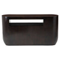 Black Oval Ebony Bamboo Console Table with Curved Edges and Undershelf Storage | Gabelle