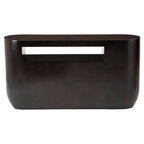Black Oval Ebony Bamboo Console Table with Curved Edges and Undershelf Storage | Gabelle