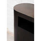 Black Oval Ebony Bamboo Console Table with Curved Edges and Undershelf Storage | Gabelle