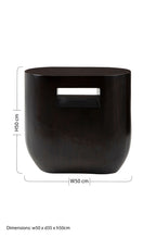 Black Oval Ebony Bamboo Side Table with Curved Edges and Undershelf Storage | Gabelle