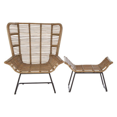 Natural Rattan Lounge Chair and Footstool | Manado