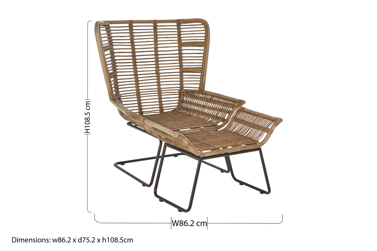 Natural Rattan Lounge Chair and Footstool | Manado