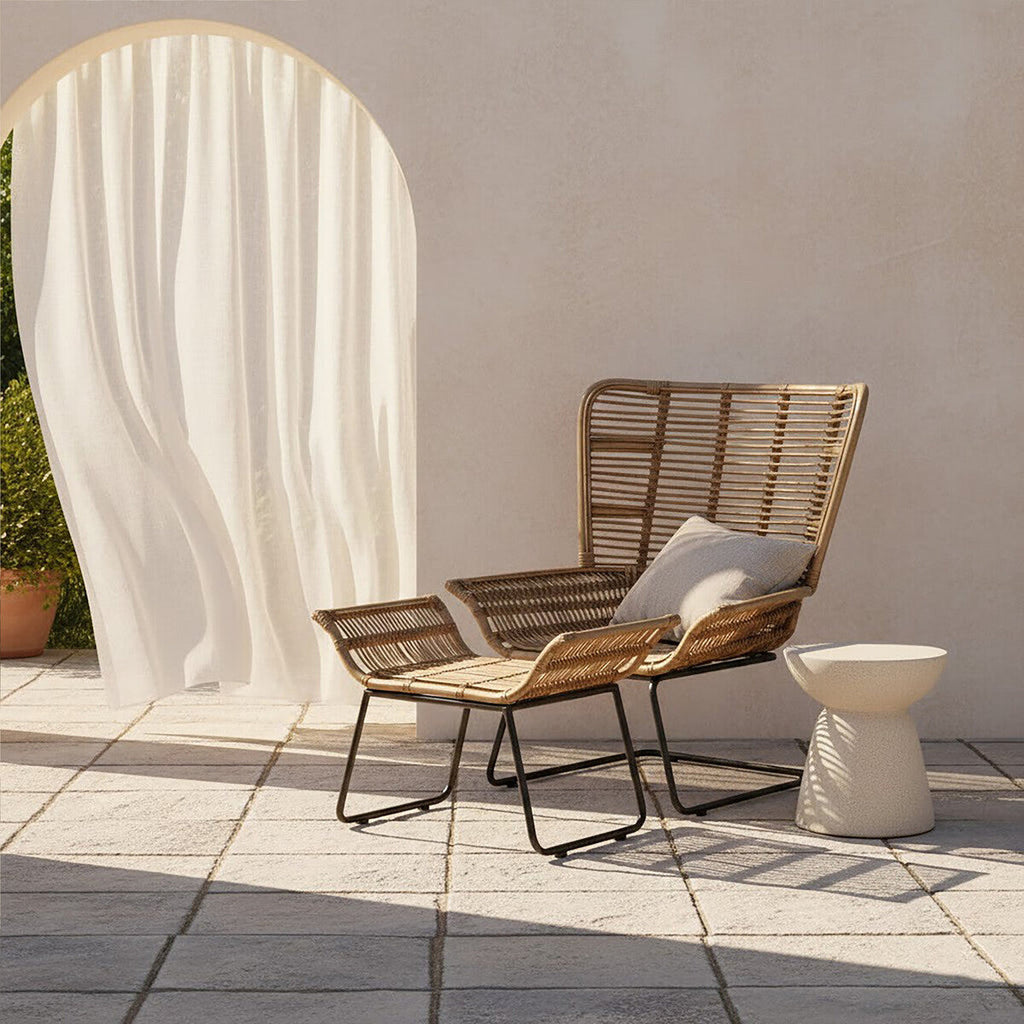 Natural Rattan Lounge Chair and Footstool | Manado