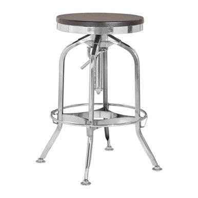 Chrome and Ash Wood Adjustable Bar Stool | Gator