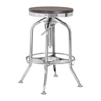Chrome and Ash Wood Adjustable Bar Stool | Gator