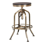 Brass Finish and Ash Wood Adjustable Bar Stool | Gator