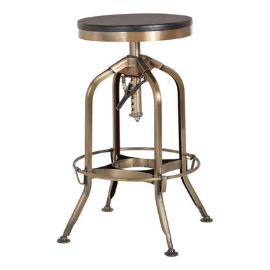 Brass Finish and Ash Wood Adjustable Bar Stool | Gator