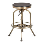 Brass Finish and Ash Wood Adjustable Bar Stool | Gator