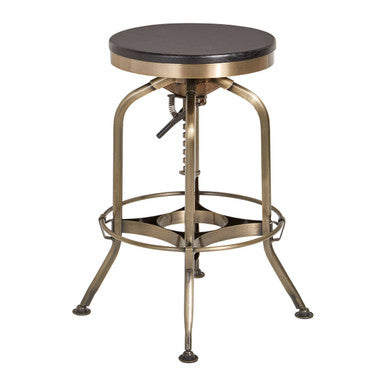 Brass Finish and Ash Wood Adjustable Bar Stool | Gator