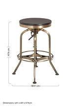 Brass Finish and Ash Wood Adjustable Bar Stool | Gator