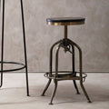 Brass Finish and Ash Wood Adjustable Bar Stool | Gator