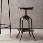 Brass Finish and Ash Wood Adjustable Bar Stool | Gator