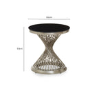 Black Hourglass Top Side Table with Silver Stainless Steel Base | Anzio
