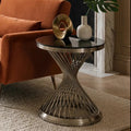 Black Hourglass Top Side Table with Silver Stainless Steel Base | Anzio