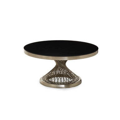 Black Tempered Glass Top Coffee Table with Silver Base | Anzio