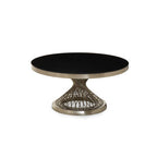 Black Tempered Glass Top Coffee Table with Silver Base | Anzio
