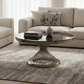 Black Tempered Glass Top Coffee Table with Silver Base | Anzio