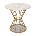Hourglass Dining Table with White Marble Top and Gold Base | Anzio