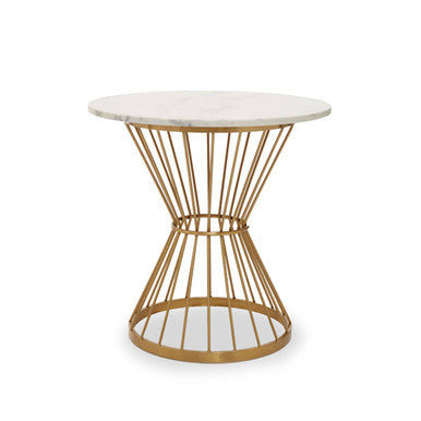 Hourglass Dining Table with White Marble Top and Gold Base | Anzio
