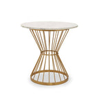 Hourglass Dining Table with White Marble Top and Gold Base | Anzio