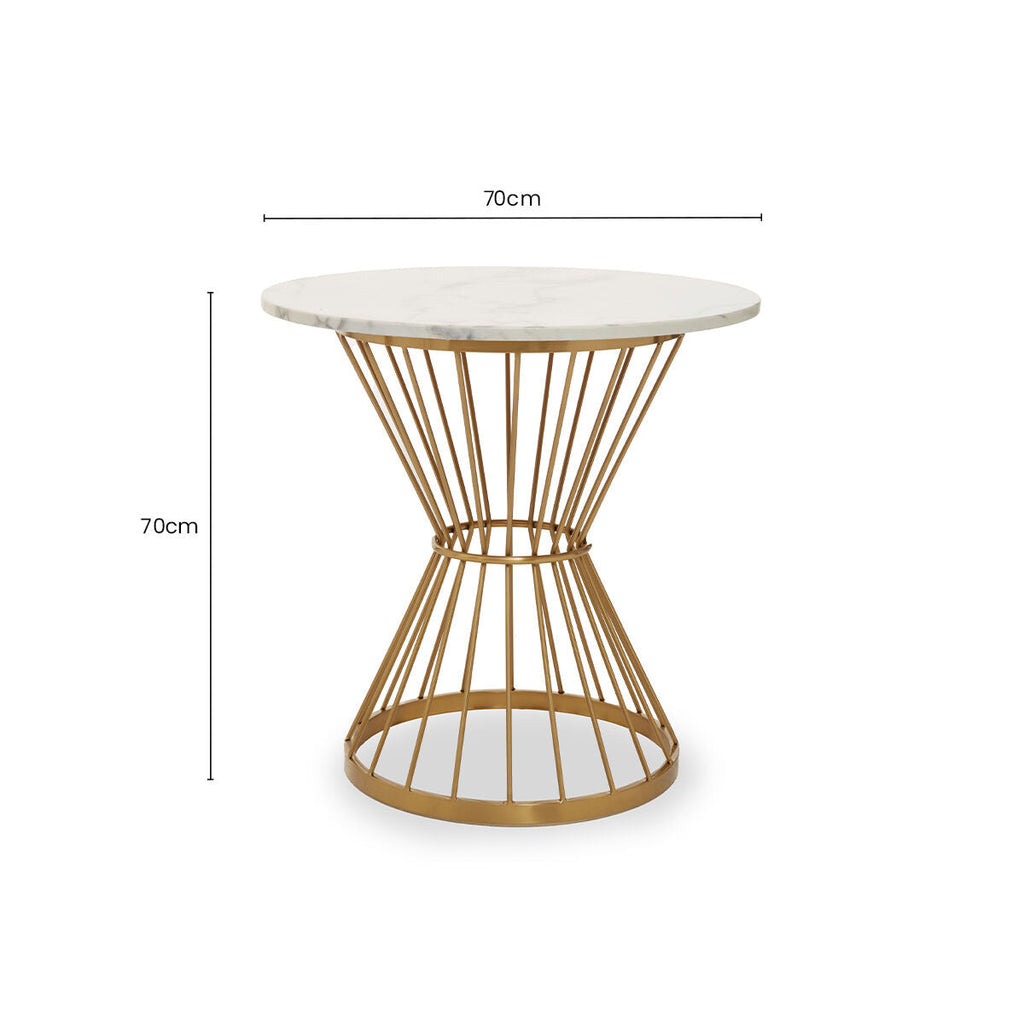 Hourglass Dining Table with White Marble Top and Gold Base | Anzio