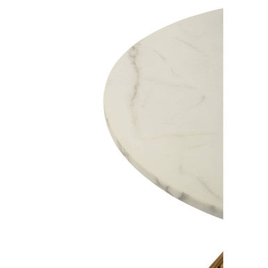 Hourglass Dining Table with White Marble Top and Gold Base | Anzio