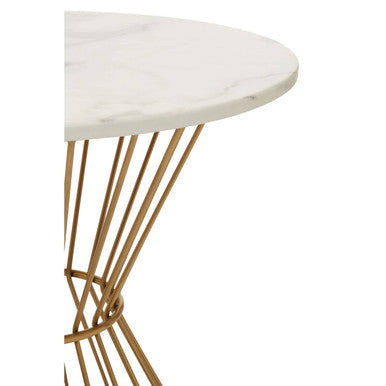Hourglass Dining Table with White Marble Top and Gold Base | Anzio