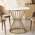 Hourglass Dining Table with White Marble Top and Gold Base | Anzio