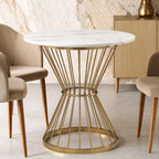 Hourglass Dining Table with White Marble Top and Gold Base | Anzio