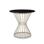 Hourglass Dining Table with Black Marble Top and Silver Base | Anzio