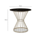 Hourglass Dining Table with Black Marble Top and Silver Base | Anzio