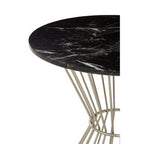 Hourglass Dining Table with Black Marble Top and Silver Base | Anzio