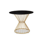 Hourglass Dining Table with Black Glass Top and Gold Base | Anzio