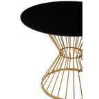 Hourglass Dining Table with Black Glass Top and Gold Base | Anzio