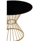 Hourglass Dining Table with Black Glass Top and Gold Base | Anzio