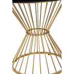Hourglass Dining Table with Black Glass Top and Gold Base | Anzio