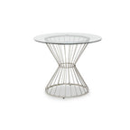 Hourglass Dining Table with Clear Glass Top and Silver Base | Anzio