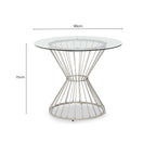 Hourglass Dining Table with Clear Glass Top and Silver Base | Anzio
