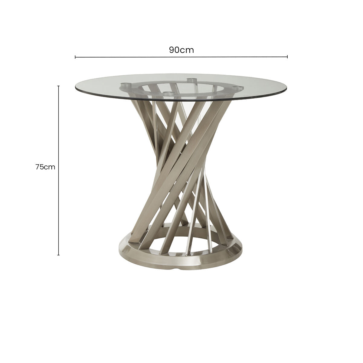 Clear Glass Top and Silver Hourglass Base Dining Table | Anzio