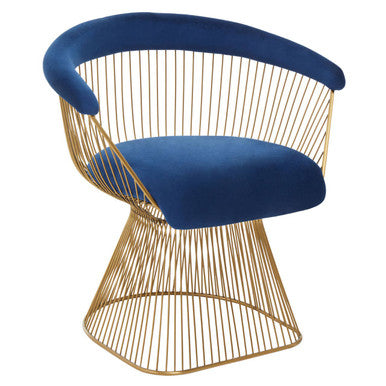 Navy Blue Velvet and Brushed Gold Chair | Anzio