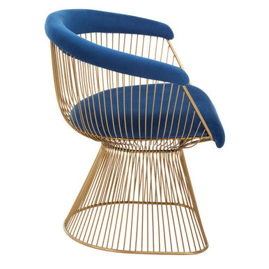 Navy Blue Velvet and Brushed Gold Chair | Anzio