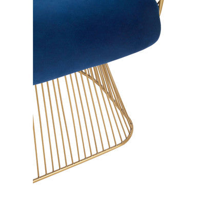Navy Blue Velvet and Brushed Gold Chair | Anzio